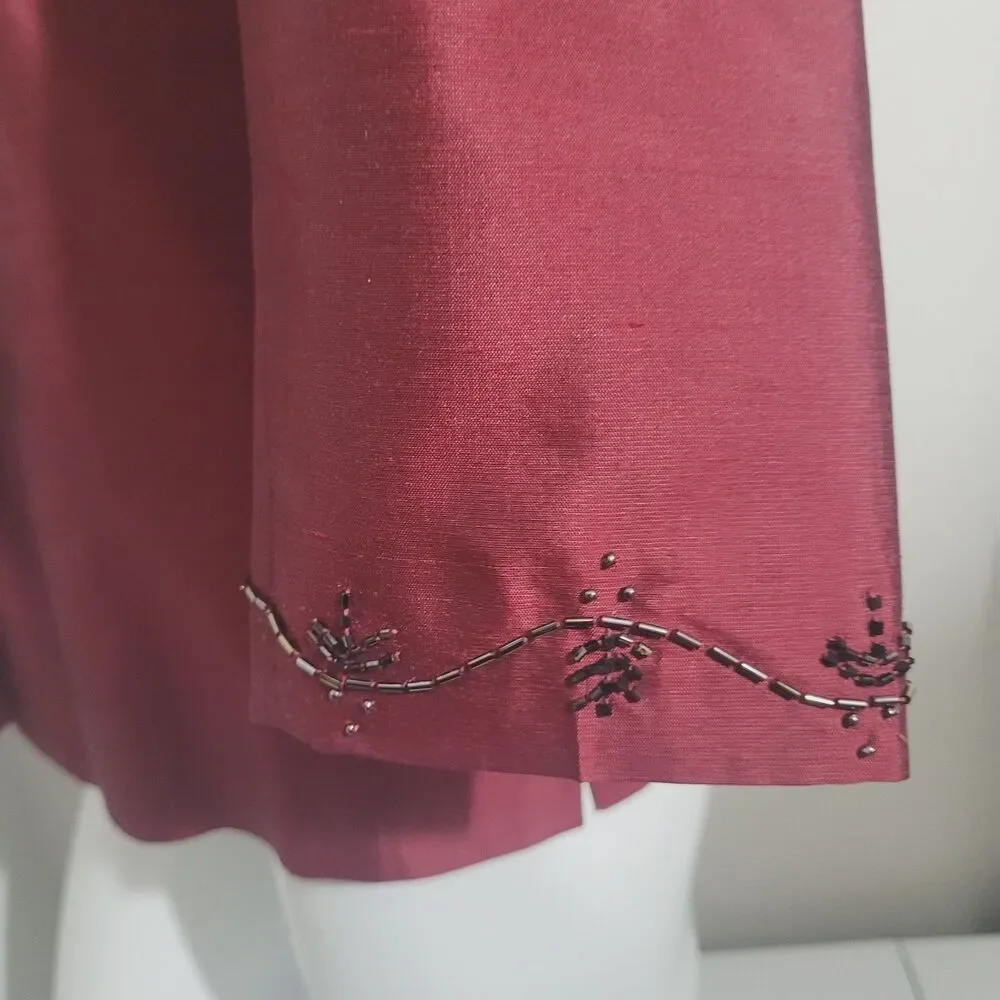 Silkland Petite size 8P button front blouse silk collar lightweight shoulder pad